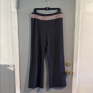 MANDARIN‎ BLUE Charcoal Mesh Waistband Wide Leg Pants L